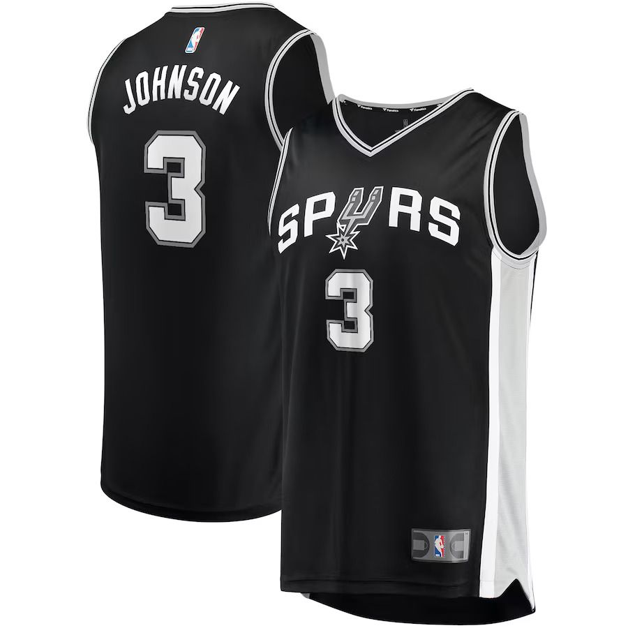 Men San Antonio Spurs #3 Keldon Johnson Fanatics Branded Black Fast Break Replica NBA Jersey
